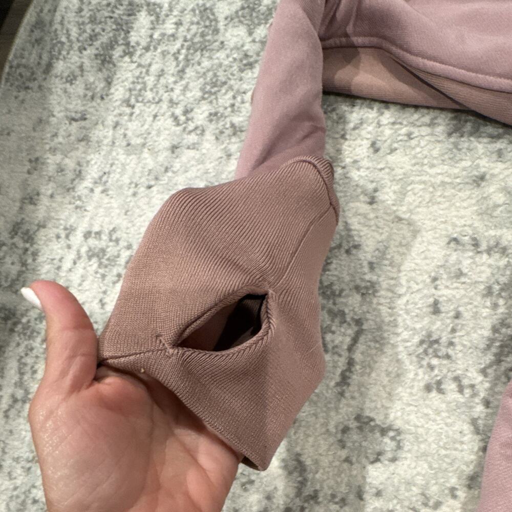 Athleta Pink Full Zip Hooded Lined Fleece Hoodie Pockets Women's M - Picture 2 of 10